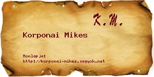 Korponai Mikes névjegykártya